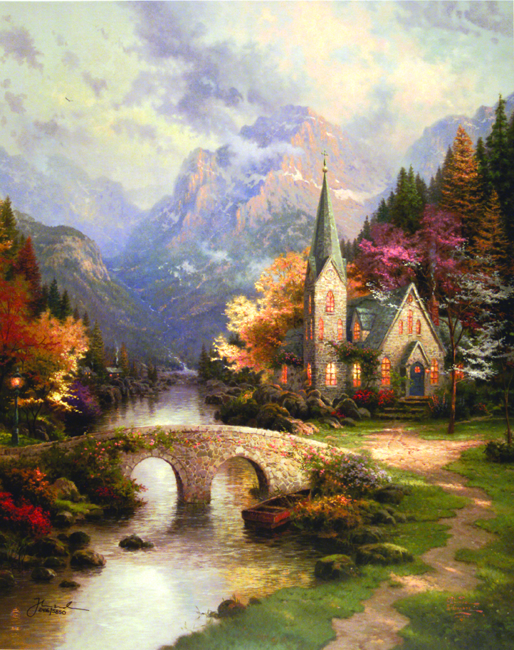 Thomas Kinkade The Mountain Chapel - Thomas Kinkade